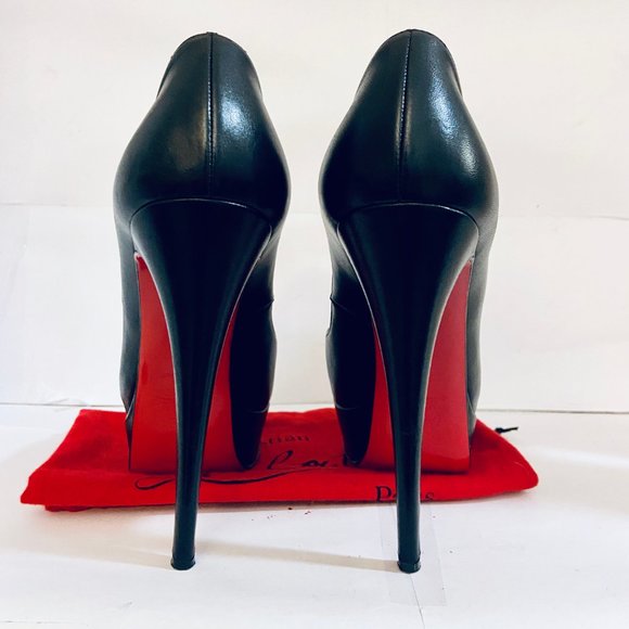 ❌SOLD❌Louboutin LADY PEEP 150 Black Leather Pump - Picture 4 of 8